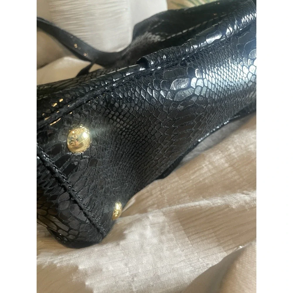 Michael Kors Black Snakeskin Embossed Shoulder Bag Hobo Purse Classy Tote
